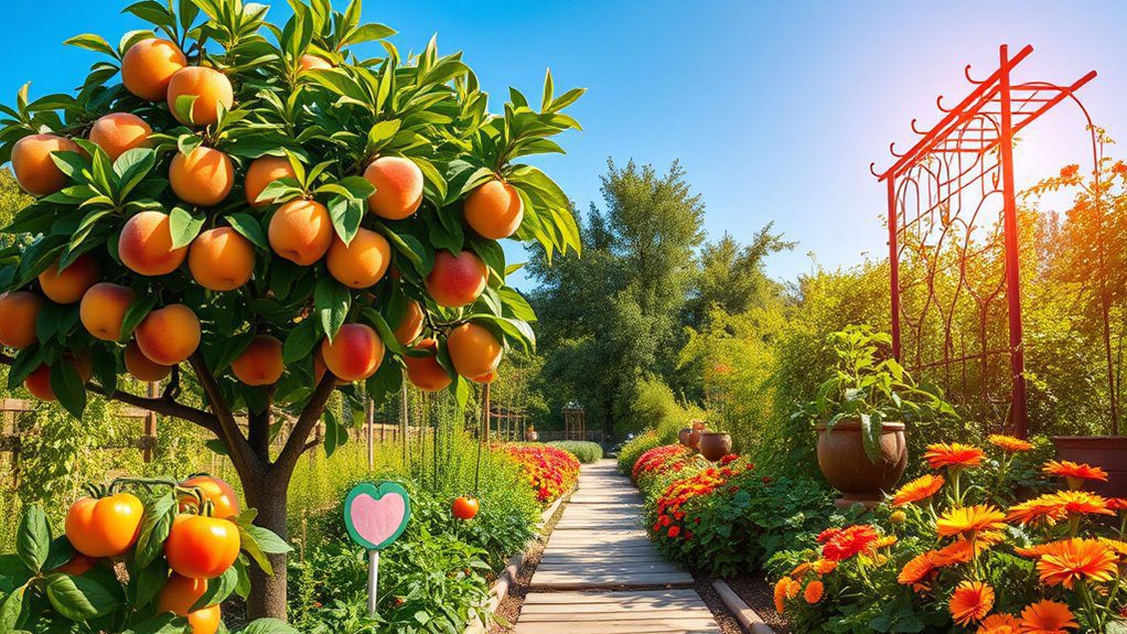 peach themed vegetable garden design