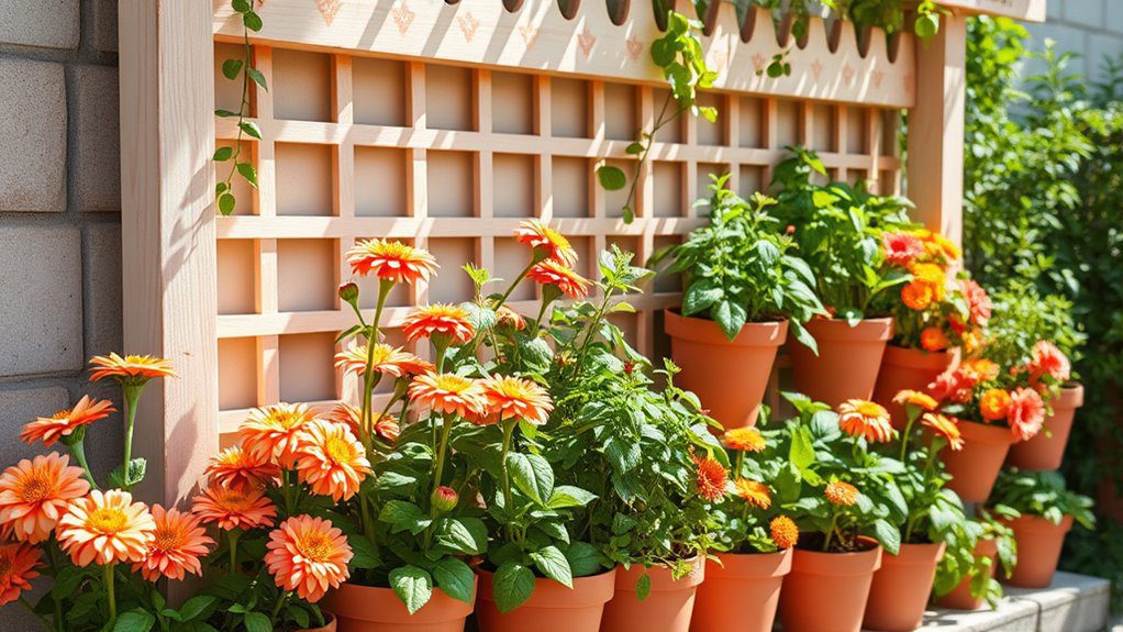 peach themed vertical garden design