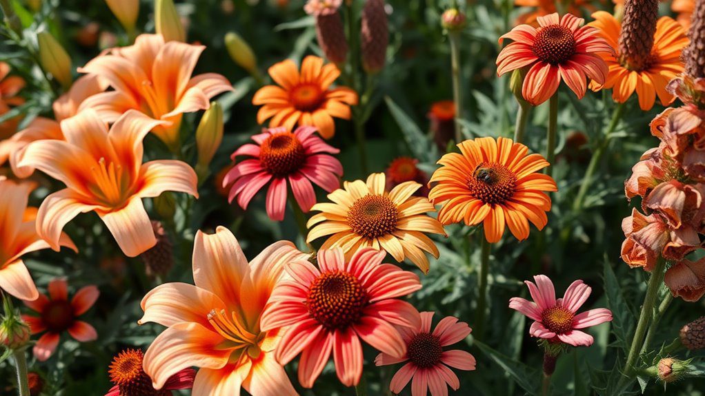 peach toned perennial garden design