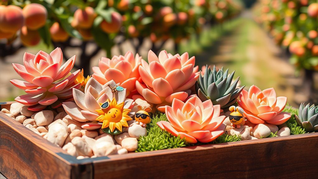 peachy succulent collection arrangement