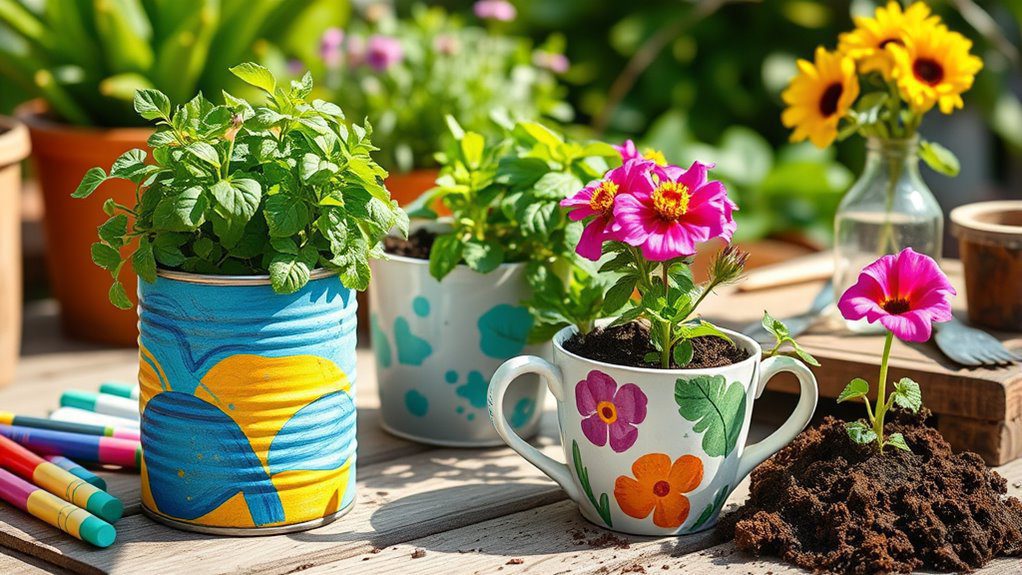 recycled container gardening project