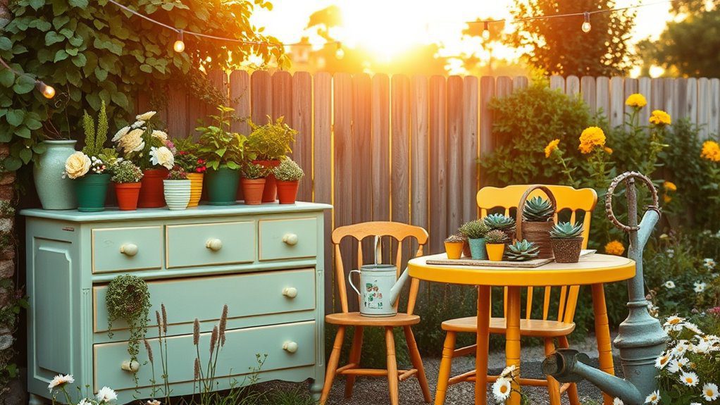 repurposed vintage garden decor