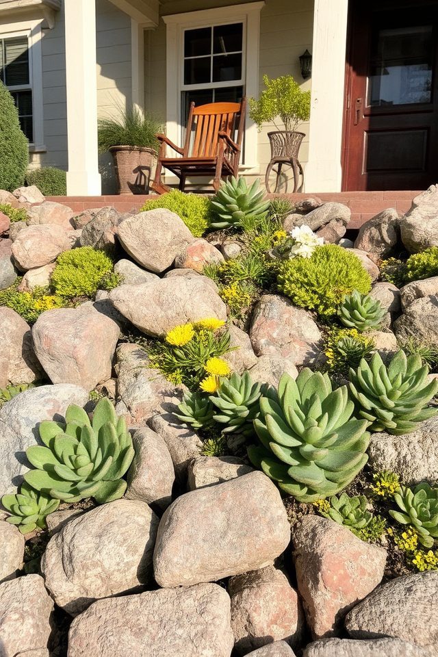 rock garden with succulents