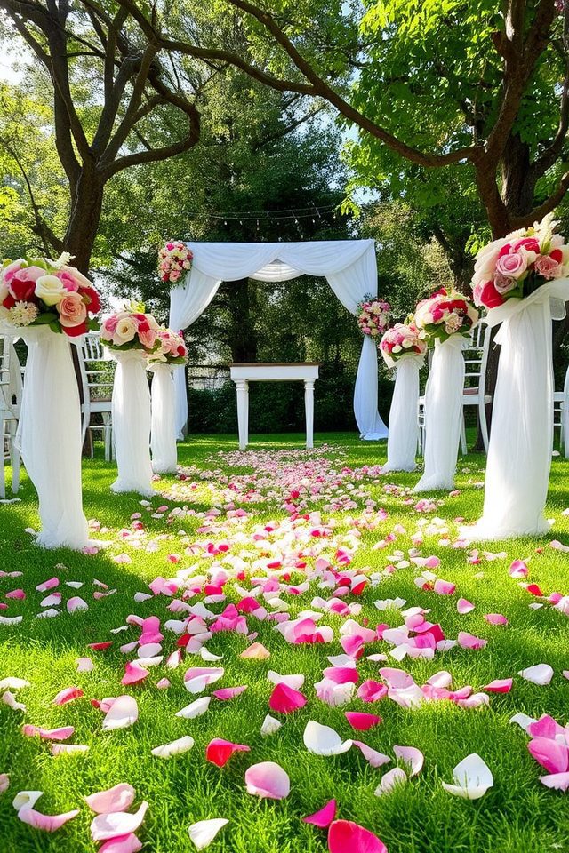 romantic flower petal aisles