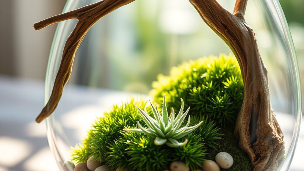rustic driftwood terrarium accents