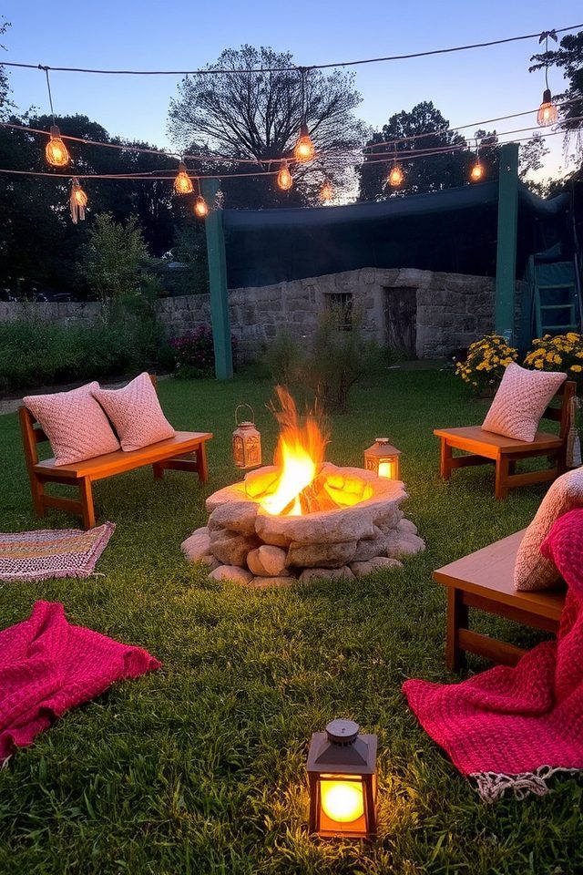 rustic fire pit seating