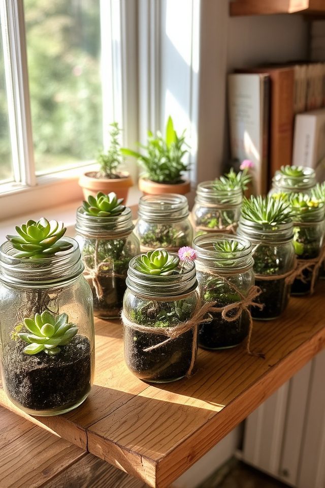 rustic mason jar gardens