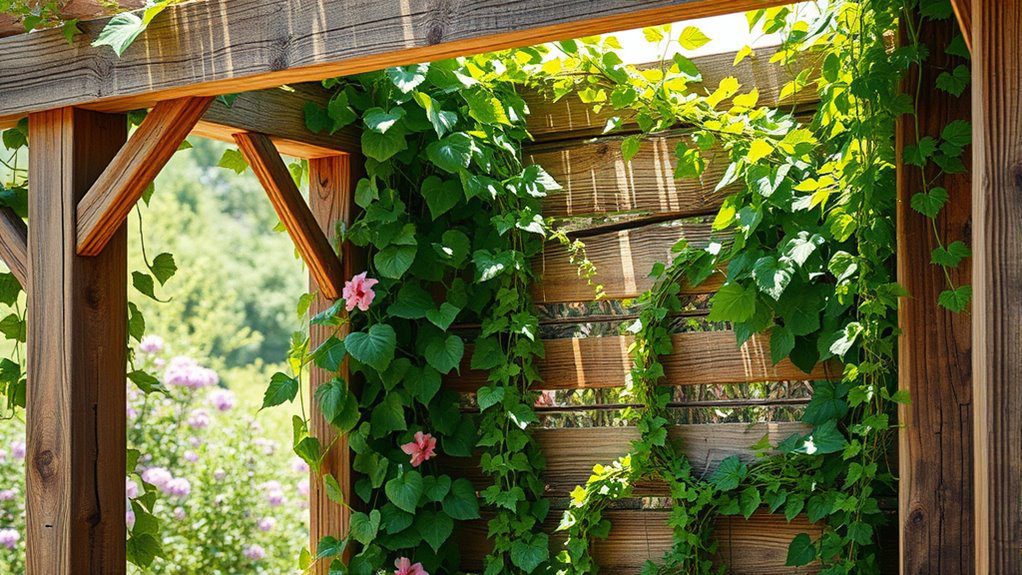 rustic wooden plant support