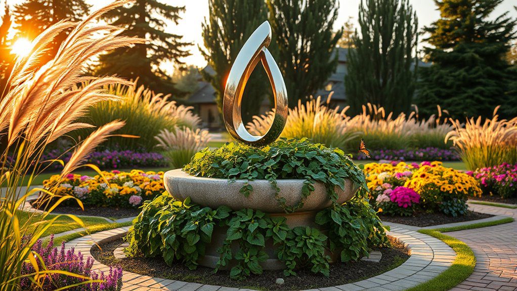 sculptural elements enhance gardens