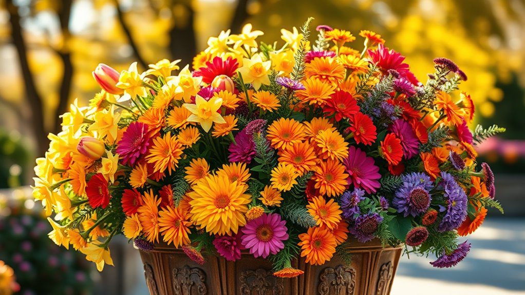 seasonal container flower display