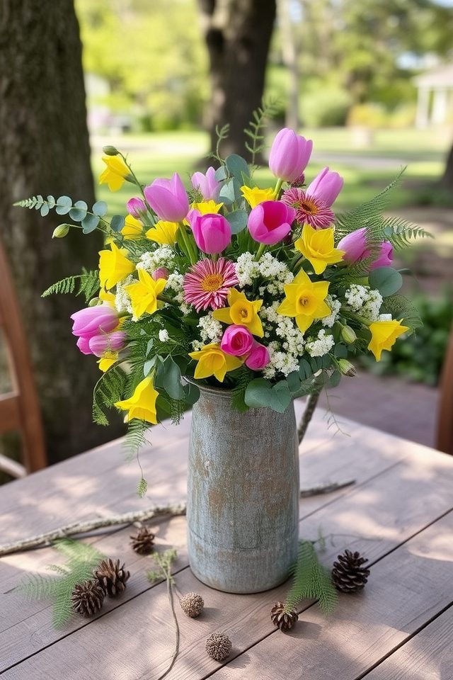 seasonal flowers and greenery