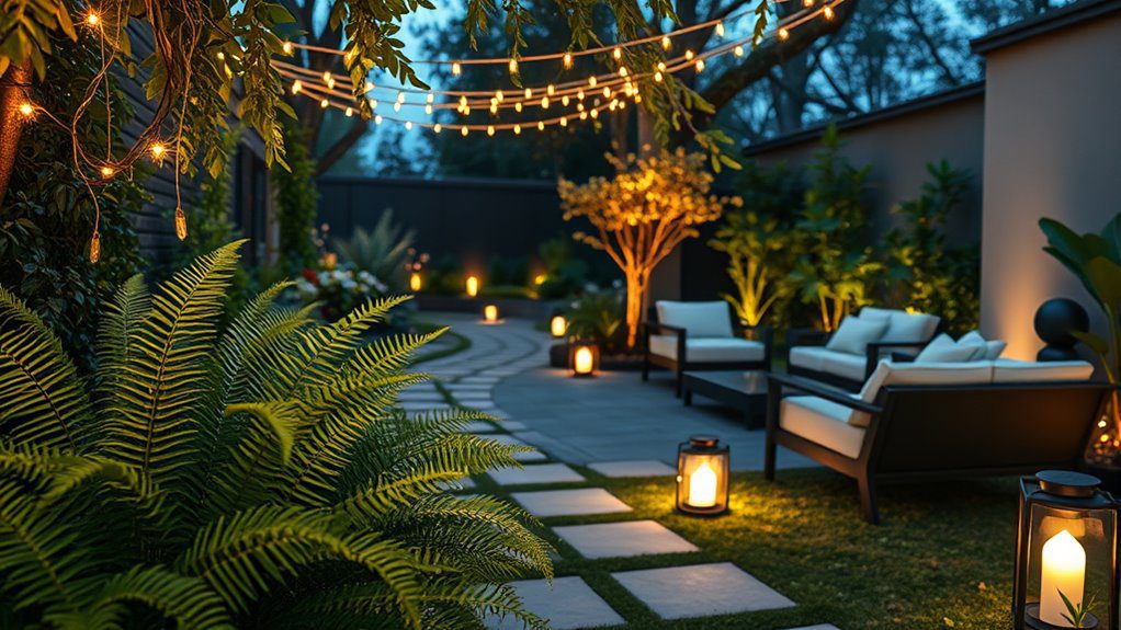 serene evening garden lighting