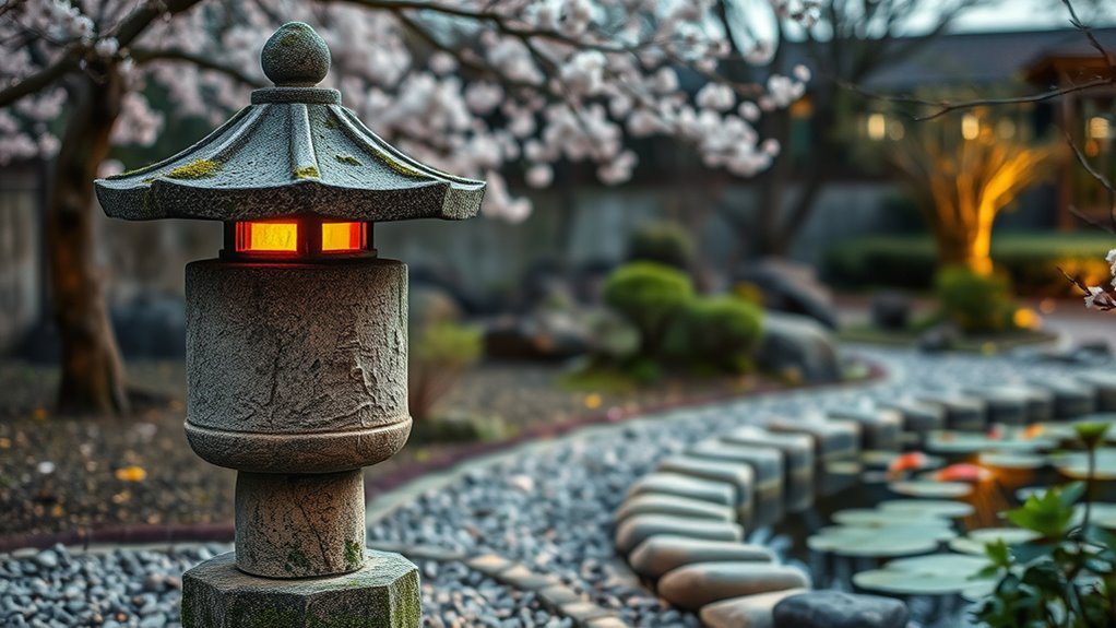 serene stone lantern lighting