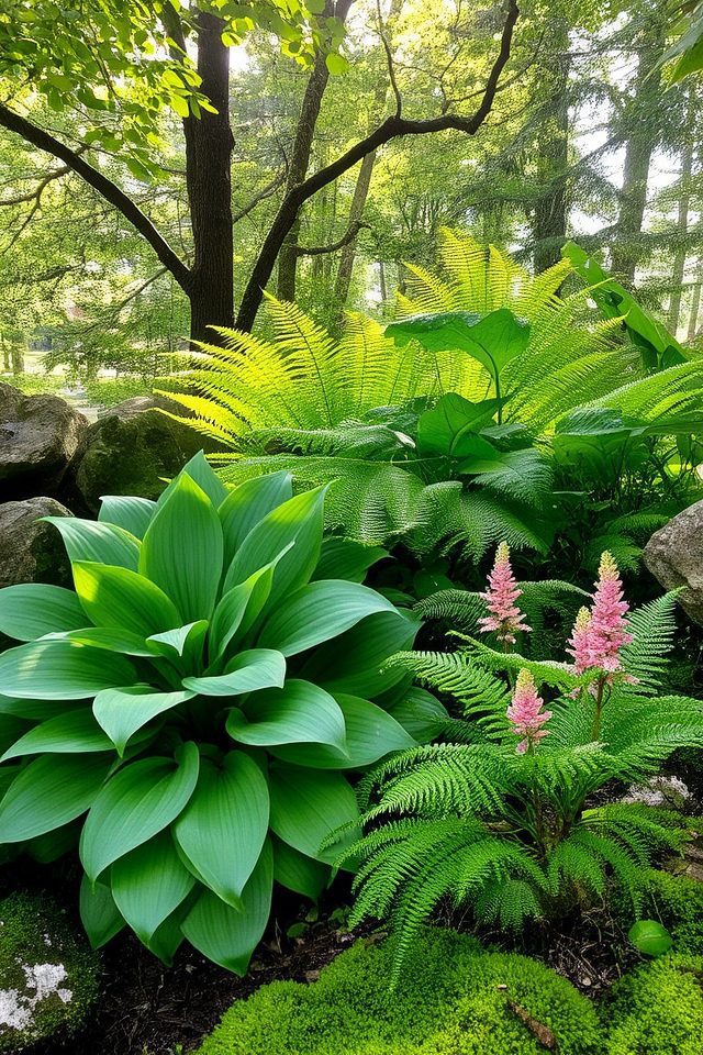 shade loving garden greenery