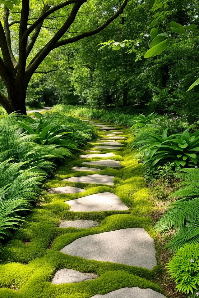 shady pathway with greenery
