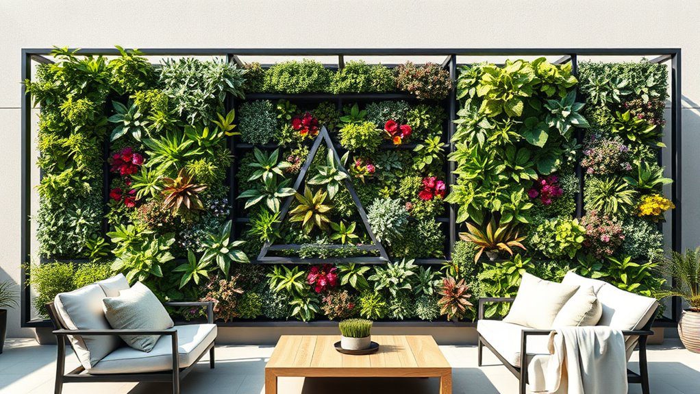 sleek geometric living walls