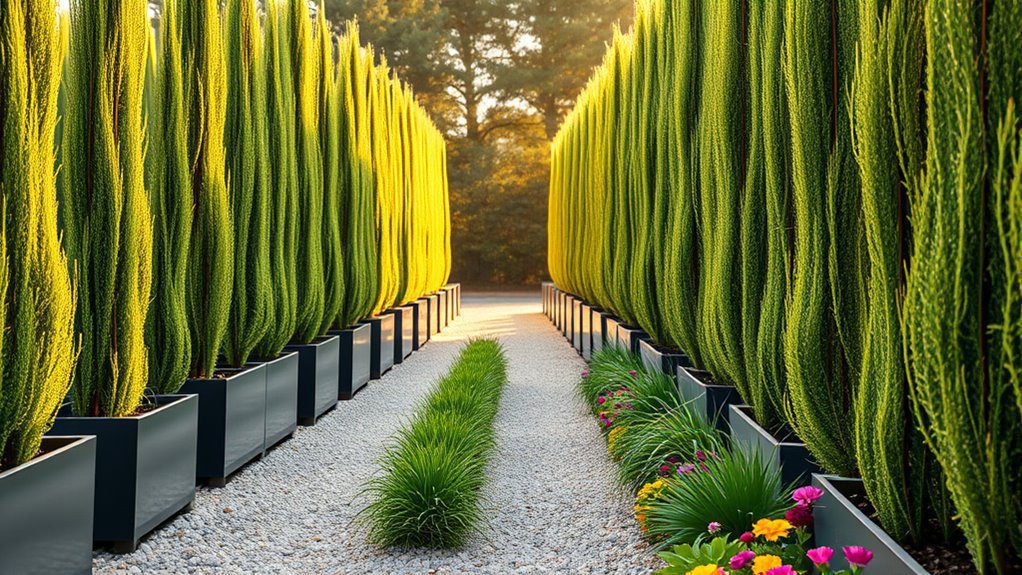 slim columnar garden plants