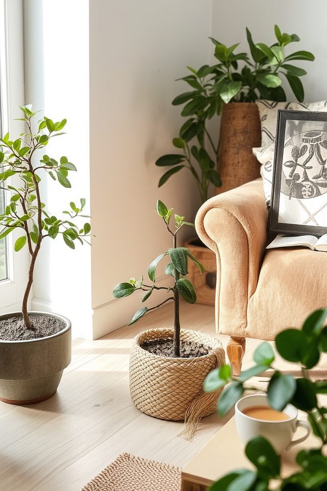 stylish small potted trees