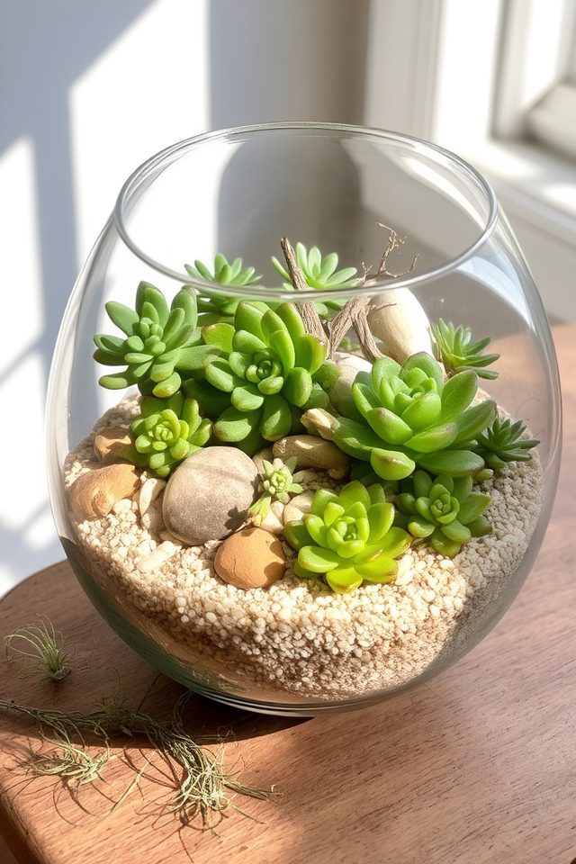 succulent glass terrarium garden