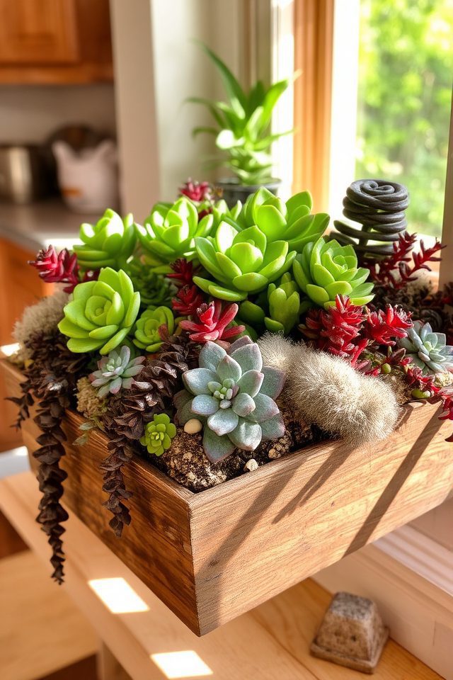 succulent window box arrangements