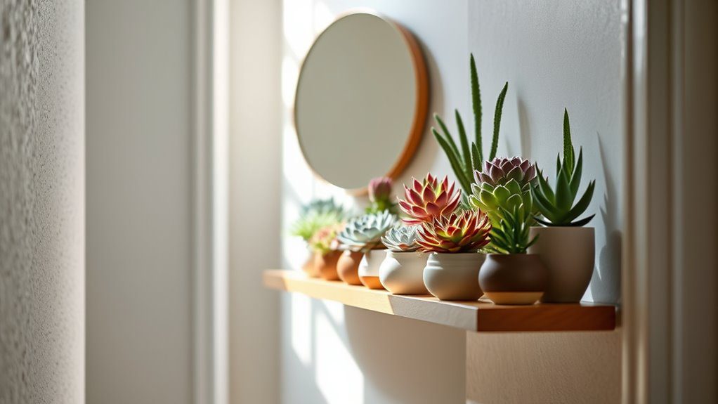 succulents enhance narrow hallways