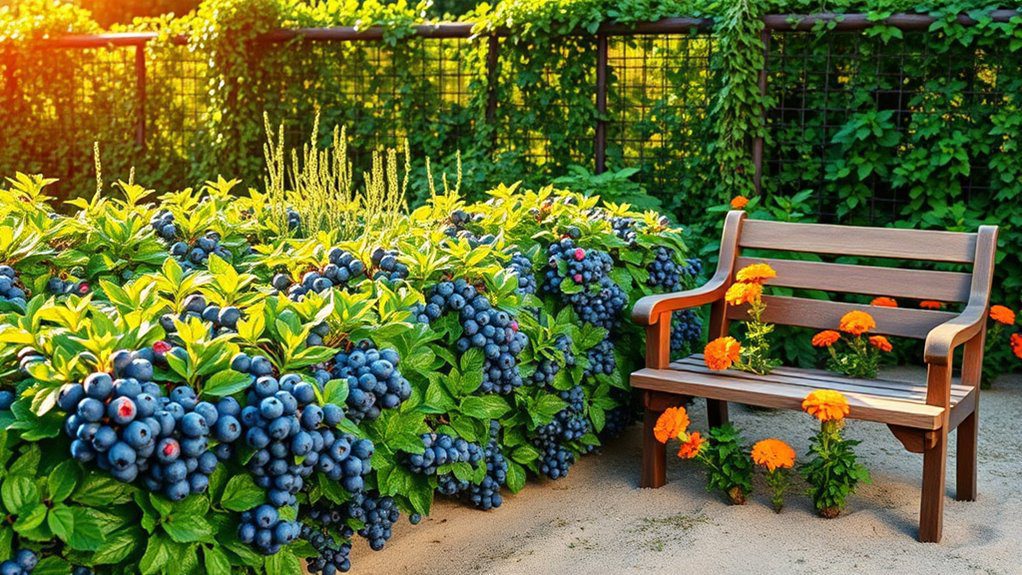 sunny spaced blueberry hedge