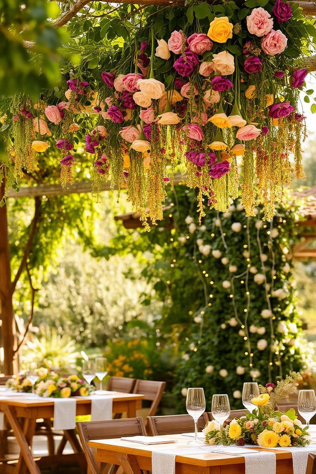suspended floral garden decor