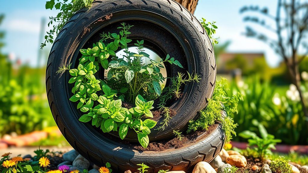 tire herb spiral garden