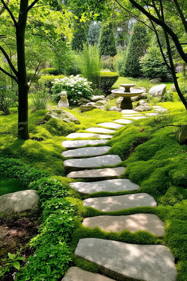 tranquil garden stone pathways