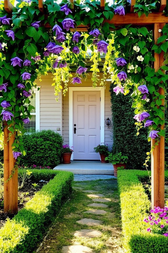 trellis with flowering vines