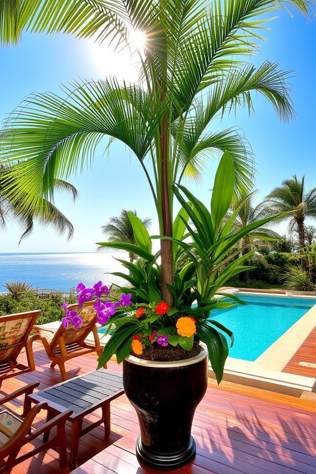 tropical oasis with palms