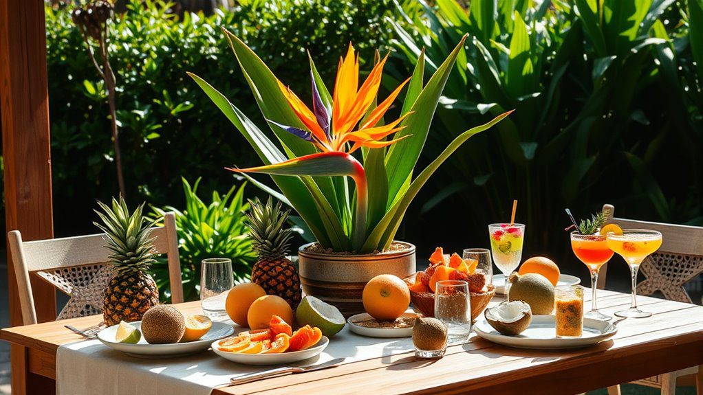 tropical plant with striking flowers
