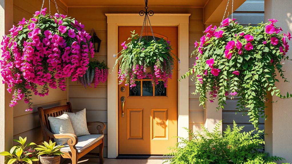 vertical appeal with hanging baskets