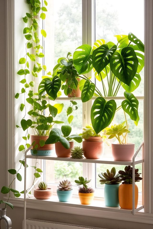 vertical plant display shelves