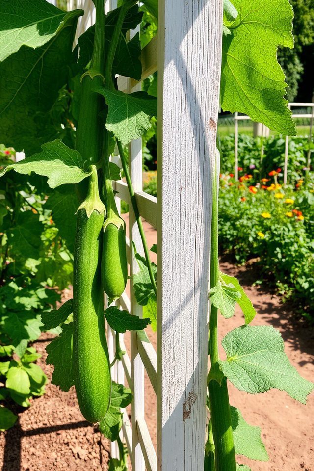 vertical zucchini gardening trellises