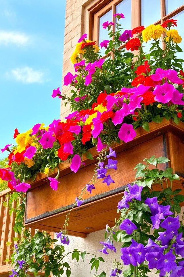 vibrant balcony flower display