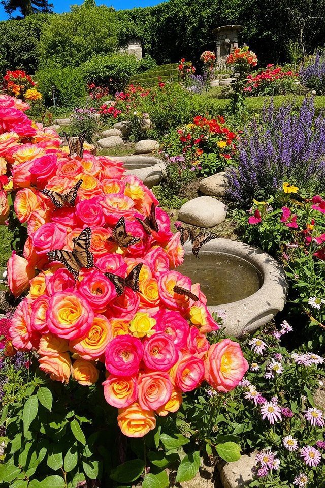 vibrant butterfly rose garden