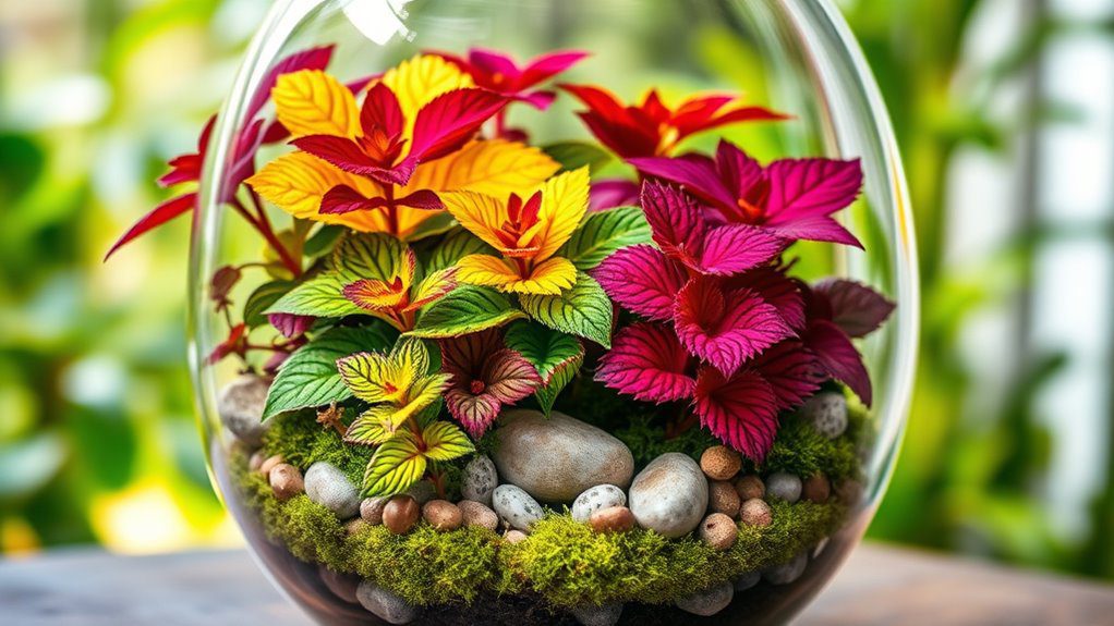 vibrant coleus terrarium display
