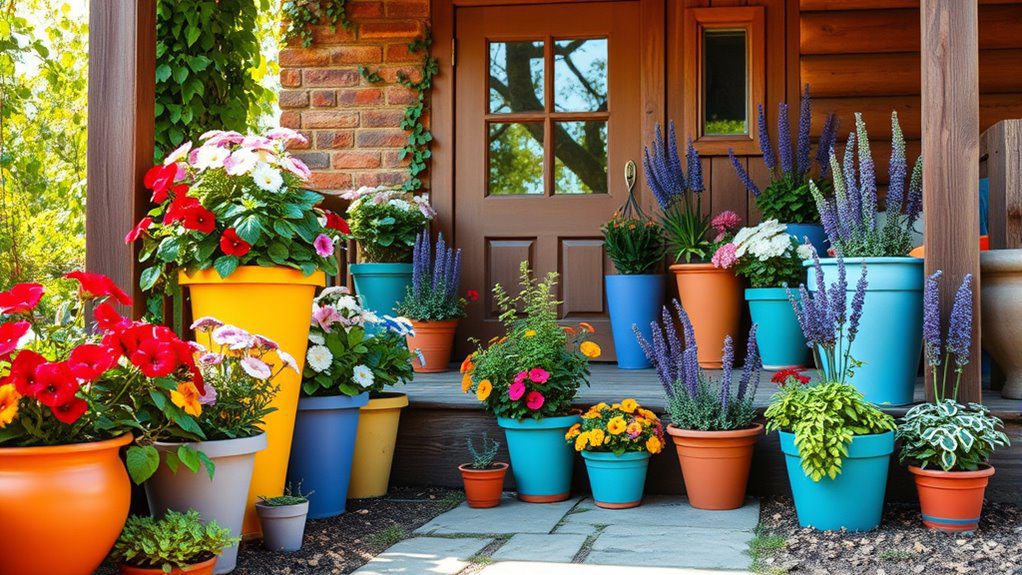vibrant containers enhance curb appeal