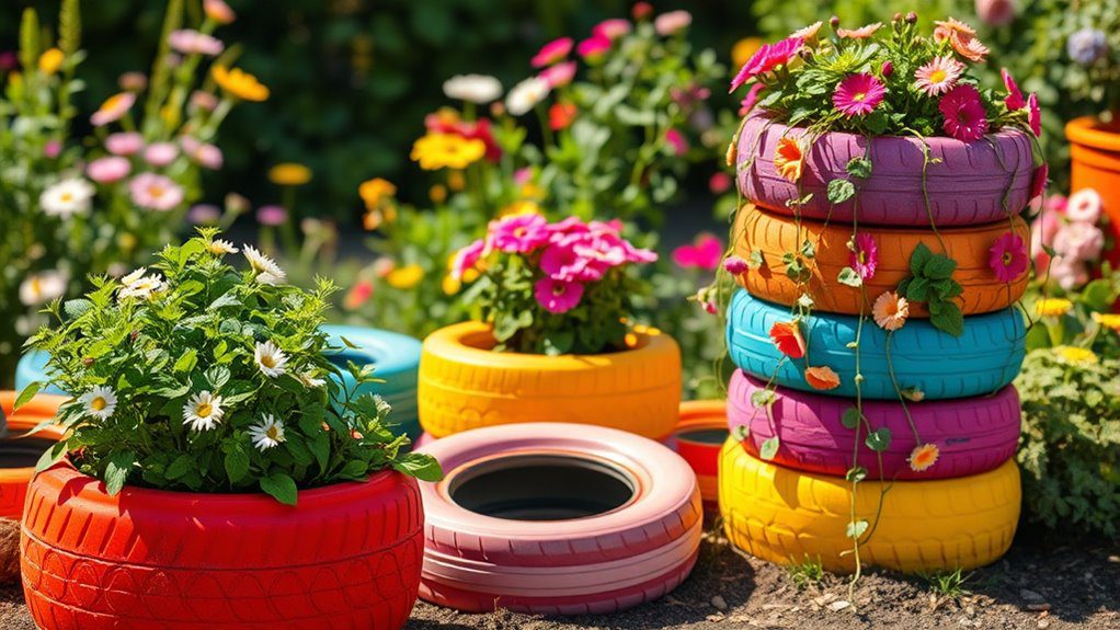 vibrant eco friendly tire planters