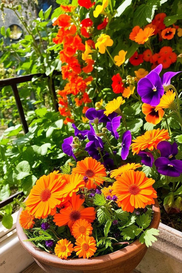 vibrant edible flower garden