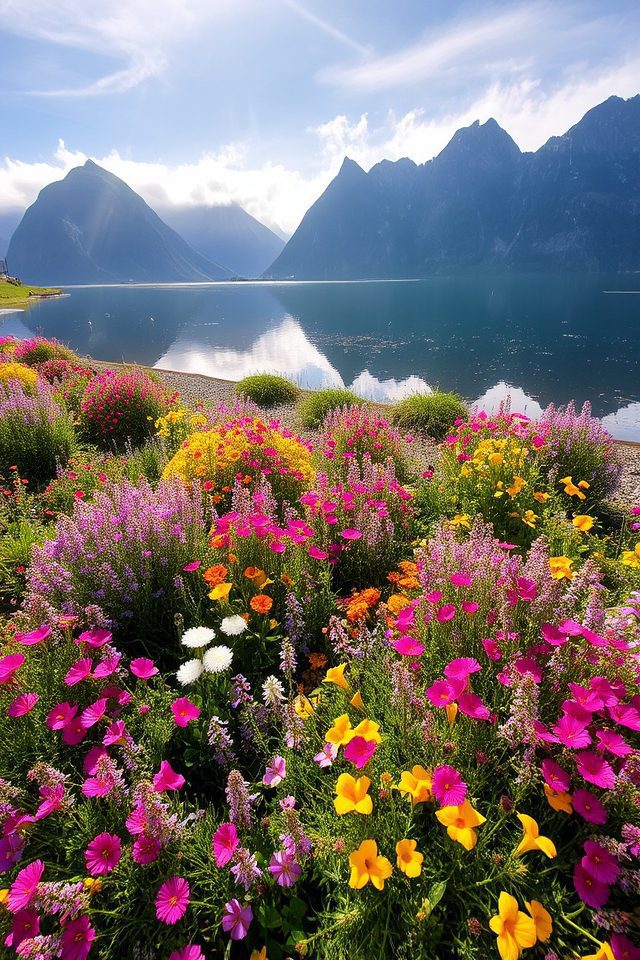 vibrant flowers breathtaking scenery