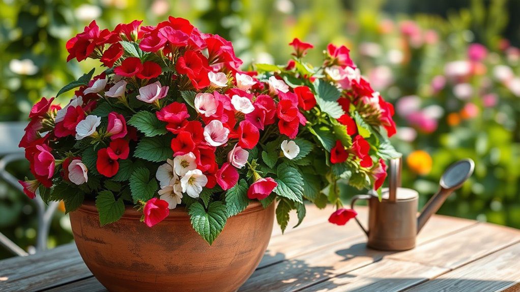 vibrant geraniums for planters