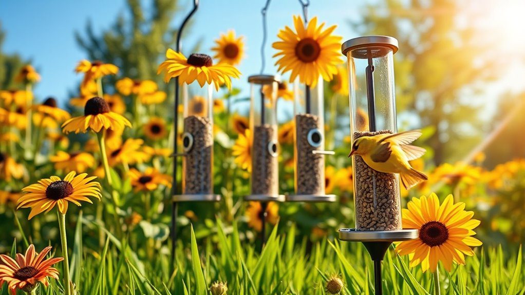 vibrant goldfinch feeder gardens