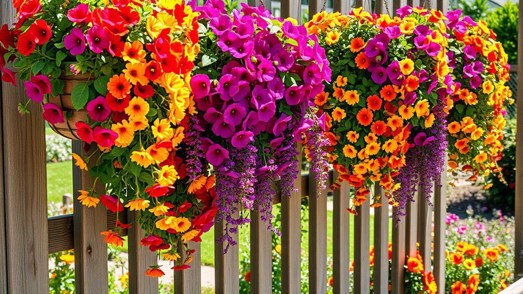 vibrant hanging flower baskets