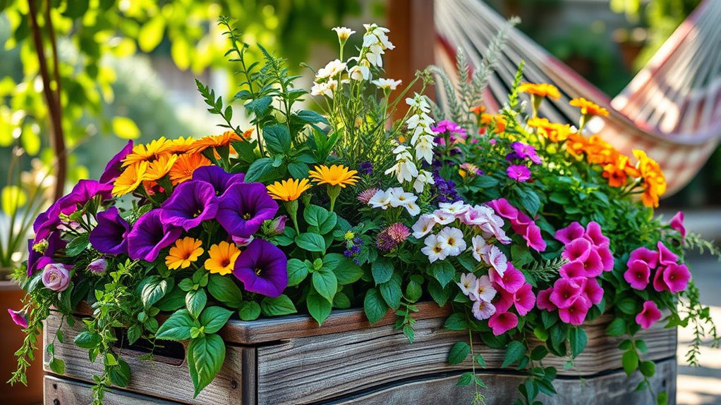vibrant mixed container garden