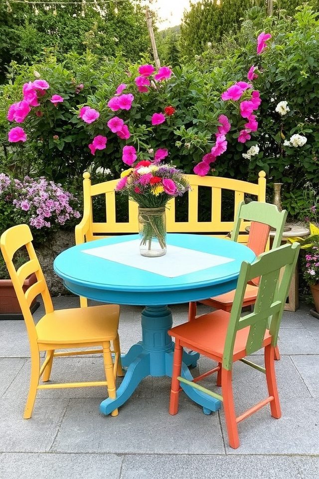 vibrant painted outdoor furniture