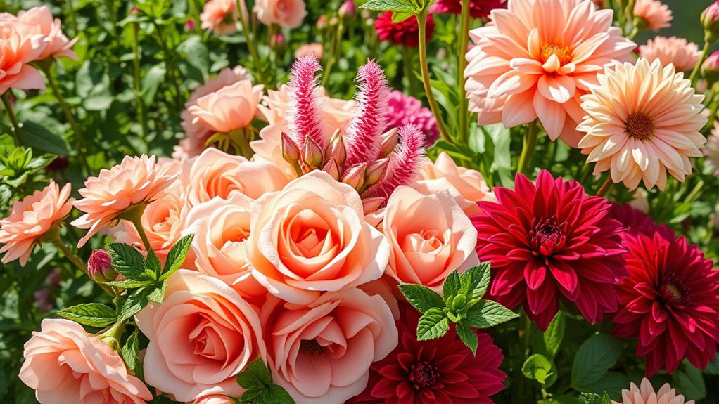 vibrant peach raspberry garden
