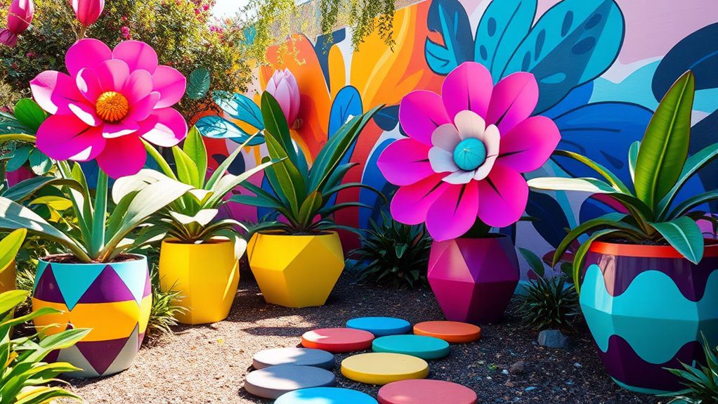 vibrant pop art garden