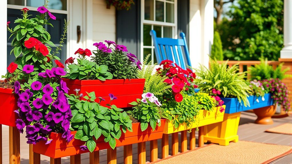 vibrant porch planter boxes